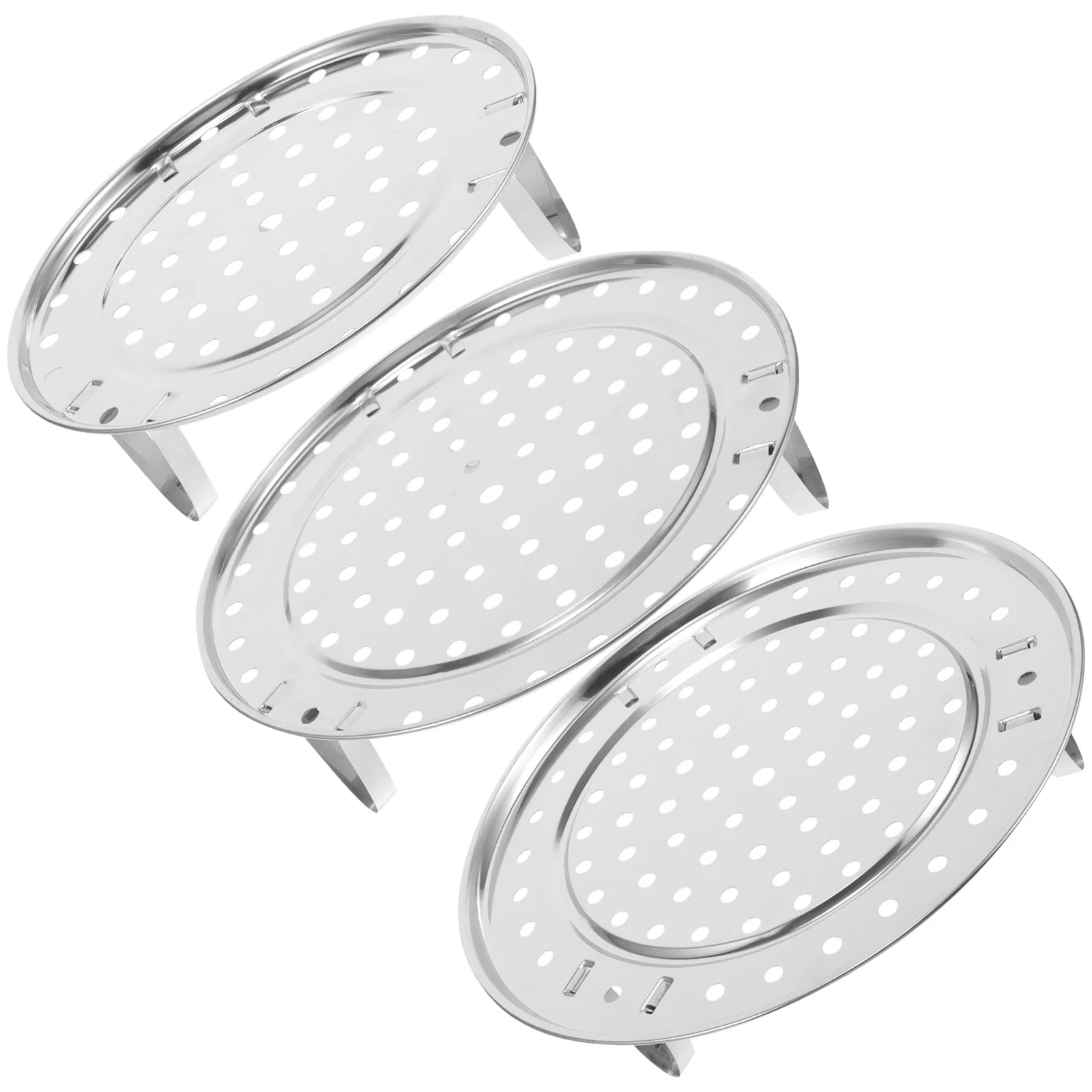 

3pcs Stainless Steel Steamer Rack Round Steaming Stand For Pots Multifunctional Kitchen Use Dishwasher Safe Fit All Cookware
