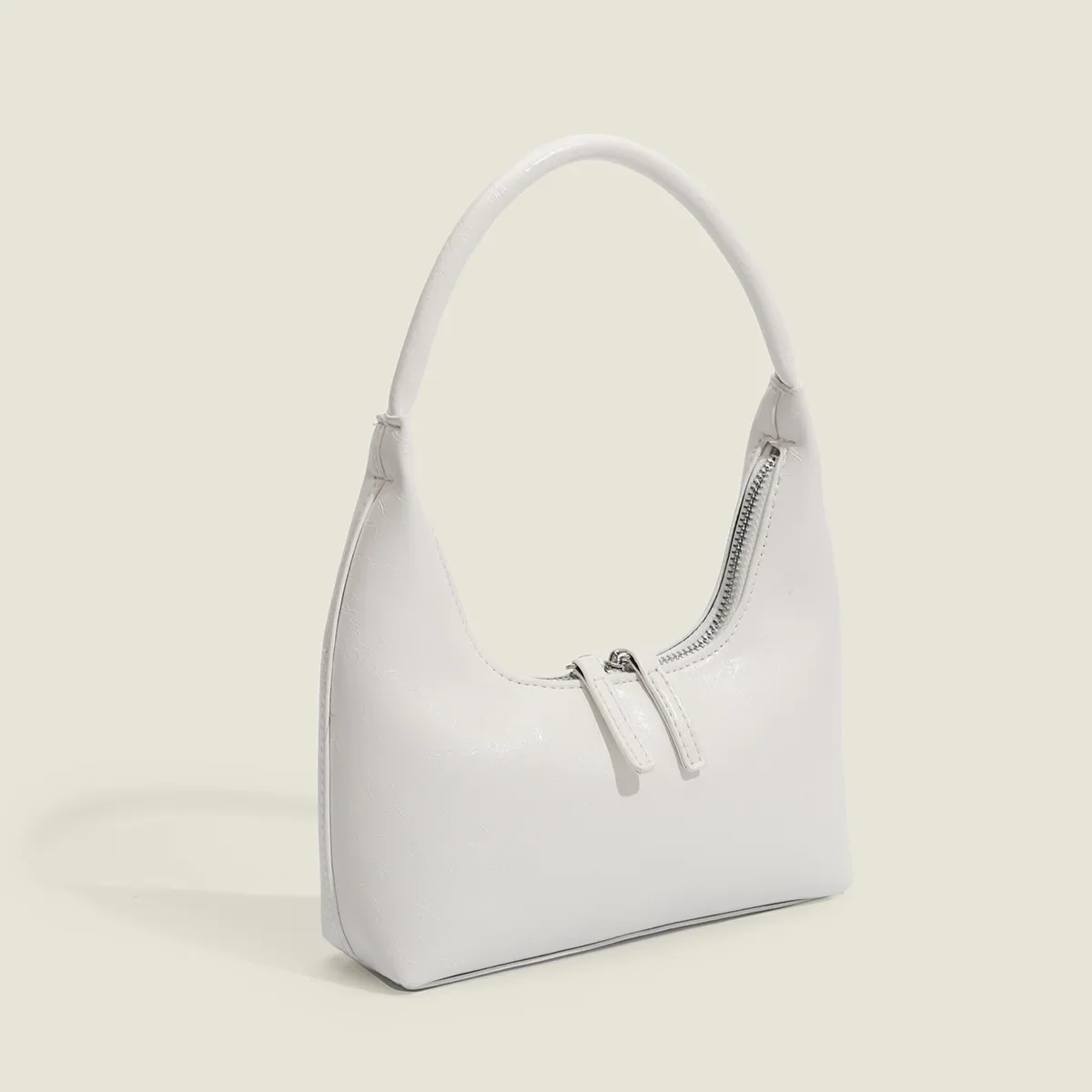 Silver crescent underarm bag, bright paint finish, fashionable niche design, handbag, trendy mini bag cute half moon bag