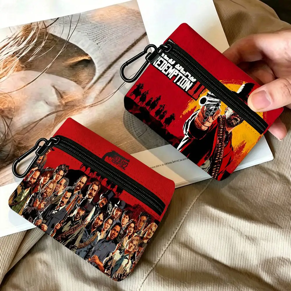 Game Red Dead Redemption 2 Oxford Fabric Zipper Pouch Lightweight Hanging Coin Wallet For Coins ID Cards Keys Lipstick Earbuds