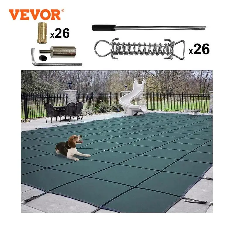 

VEVOR Swimming Pool Cover Inground Green Mesh Solid Rectangle Pool Safety Cover For Winter Home Swimming Pool Protective Cover