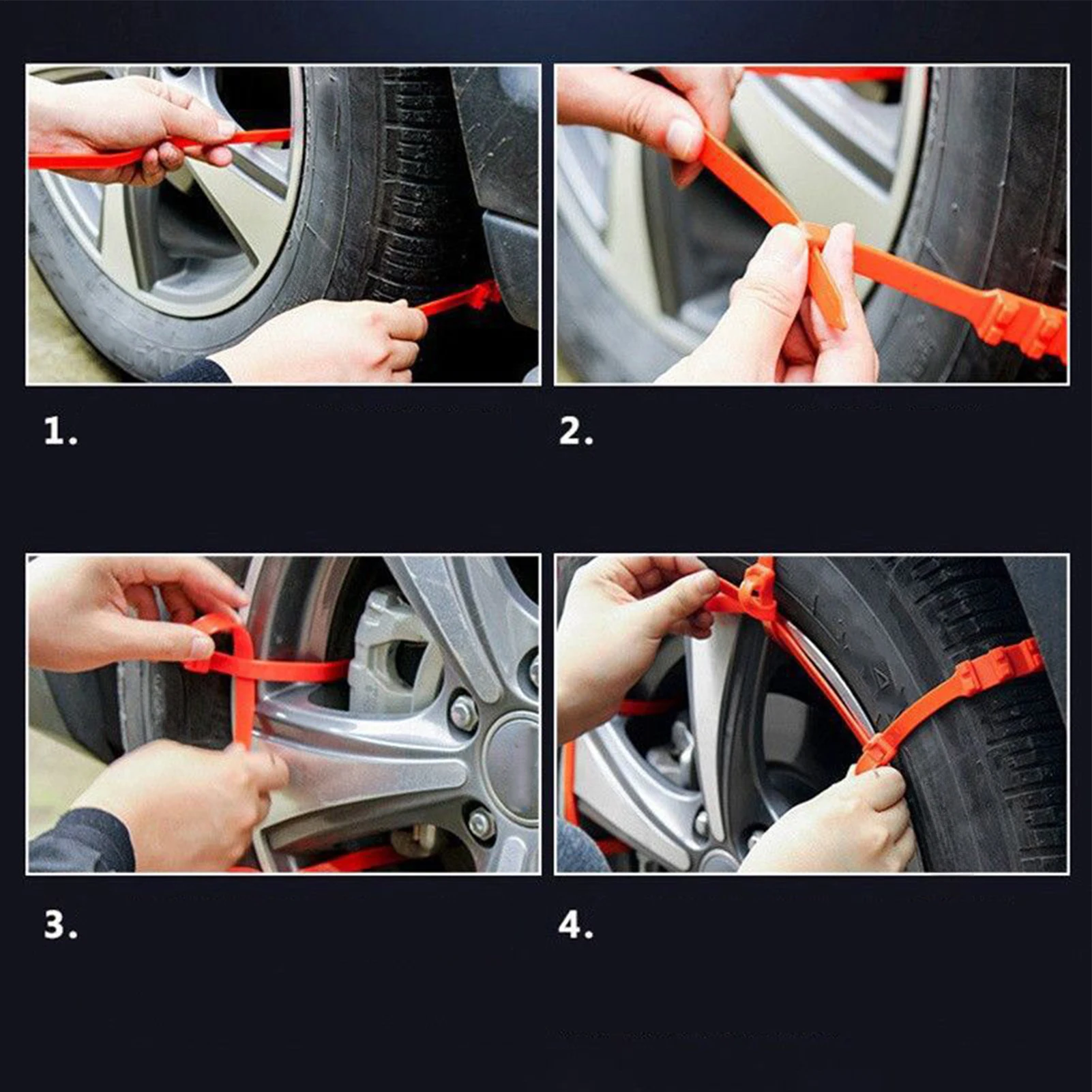 Tire Zip Ties For Snow 40 Pieces Anti-Skid Reusable Wheel Cables Winter Traction Tire Belt For Winter Ice Muddy Roads Vehicles
