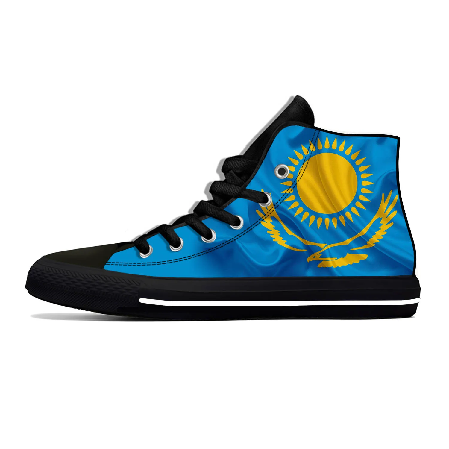 Kazakhstan Kazakh Flag Patriotic Funny Fashion Casual Cloth Shoes High Top Lightweight Breathable 3D Print Men Women Sneakers