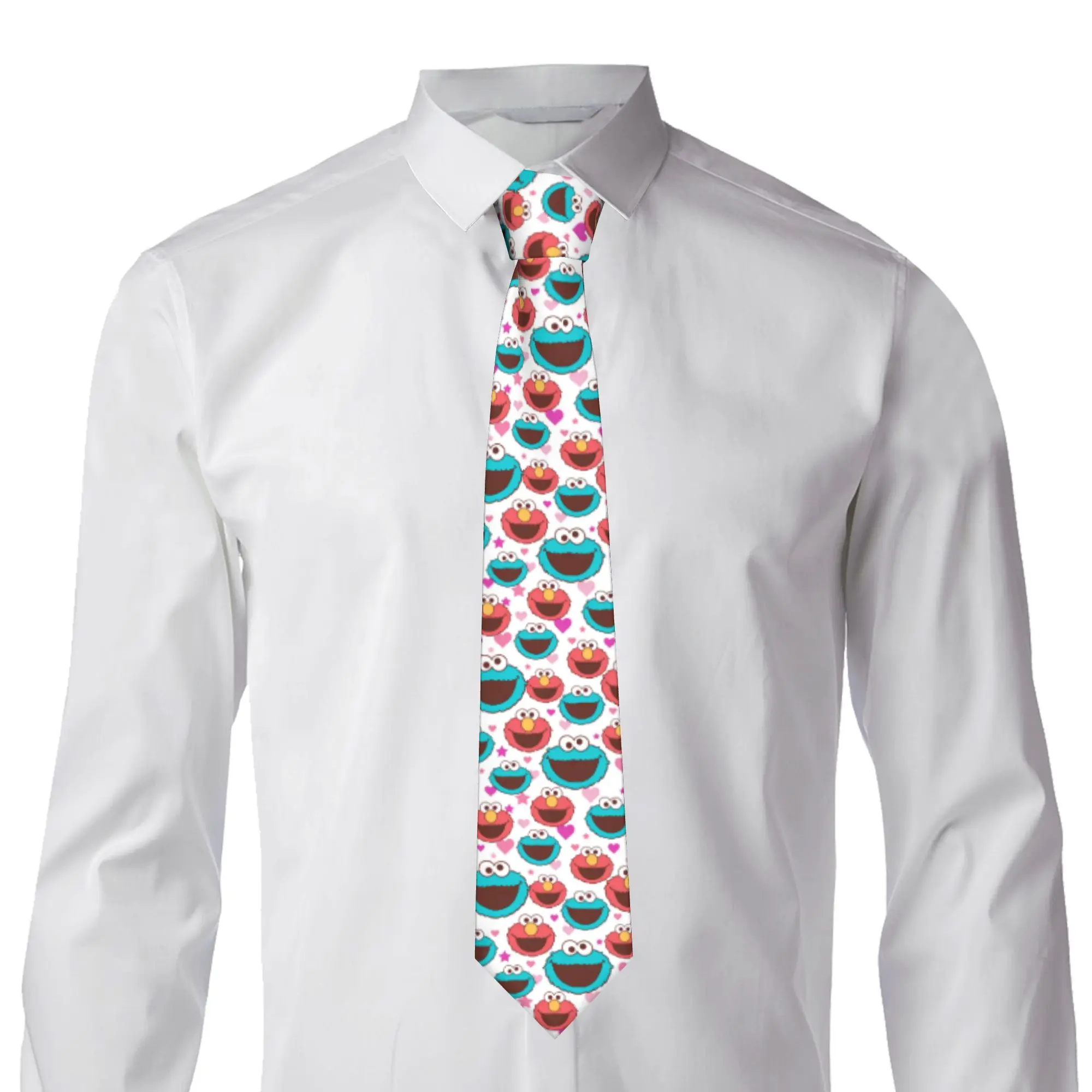 Custom Cookies Anime Monsters Tie Men Printed Necktie Elmo Cartoon For Wedding Party Mens Silk Tie