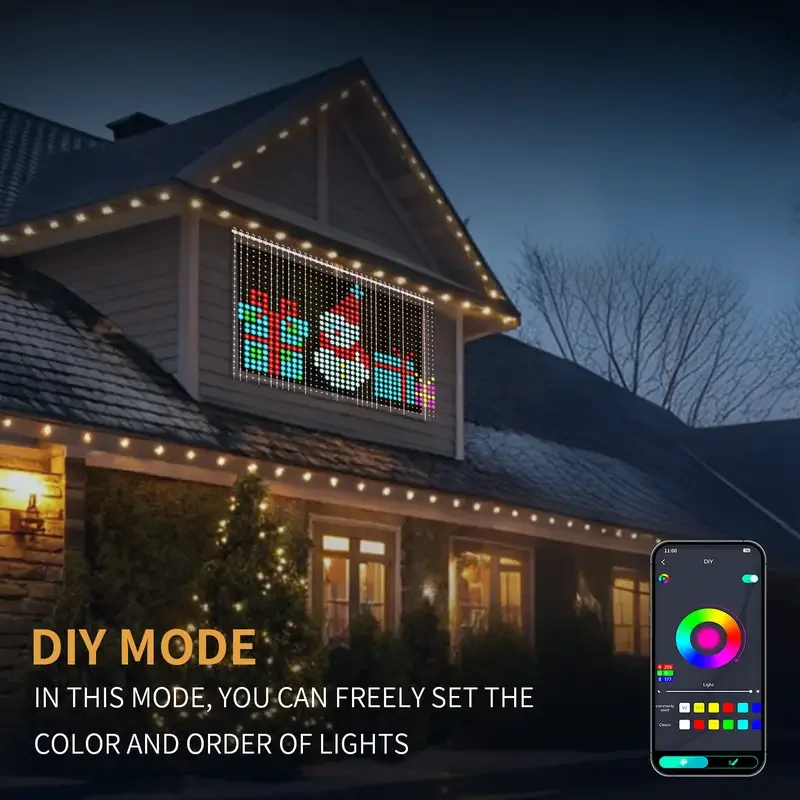 RGBIC Curtain Light String APP Bluetooth Remote Control String Lights USB Plug LED Curtain Light for Christmas Room Decorations