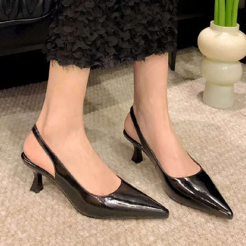 FEDONAS Women Sandals Sexy Fashion Spring Summer Party Prom Genuine Leather Slingbacks Pumps Pointed Toe High Heels Shoes Woman