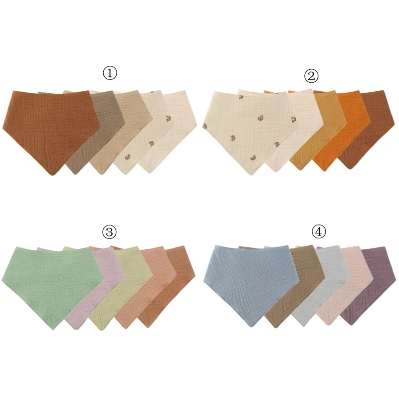 5Pcs Feeding Drool Bibs Cotton Newborn Button Soft for Triangle Towel Baby 0