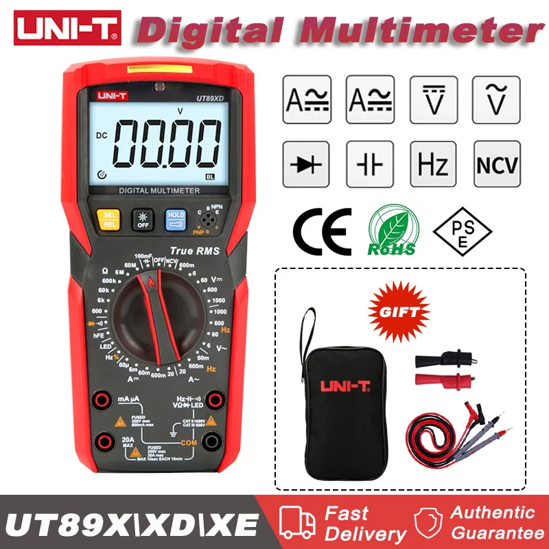 UNI-T UT89X UT89XD Professional Digital Multimeter True RMS 20A NCV Current AC DC Voltmeter Capacitance Resistance Tester