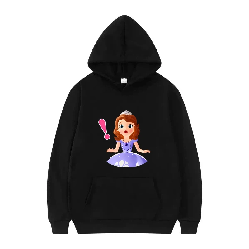 Disney Princess Pattern Moda Cartoon Donna Allentata Famiglia Grigia Primavera Top Vestiti Pullover Felpe con cappuccio economiche da donna