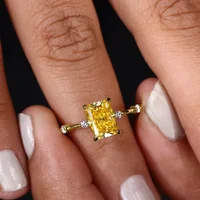 CAOSHI Fashion Lady Yellow Zirconia Ring Trendy Female Engagement Ceremony Jewelry Stylish Bridal Wedding Band Accessories Gift - Image 2