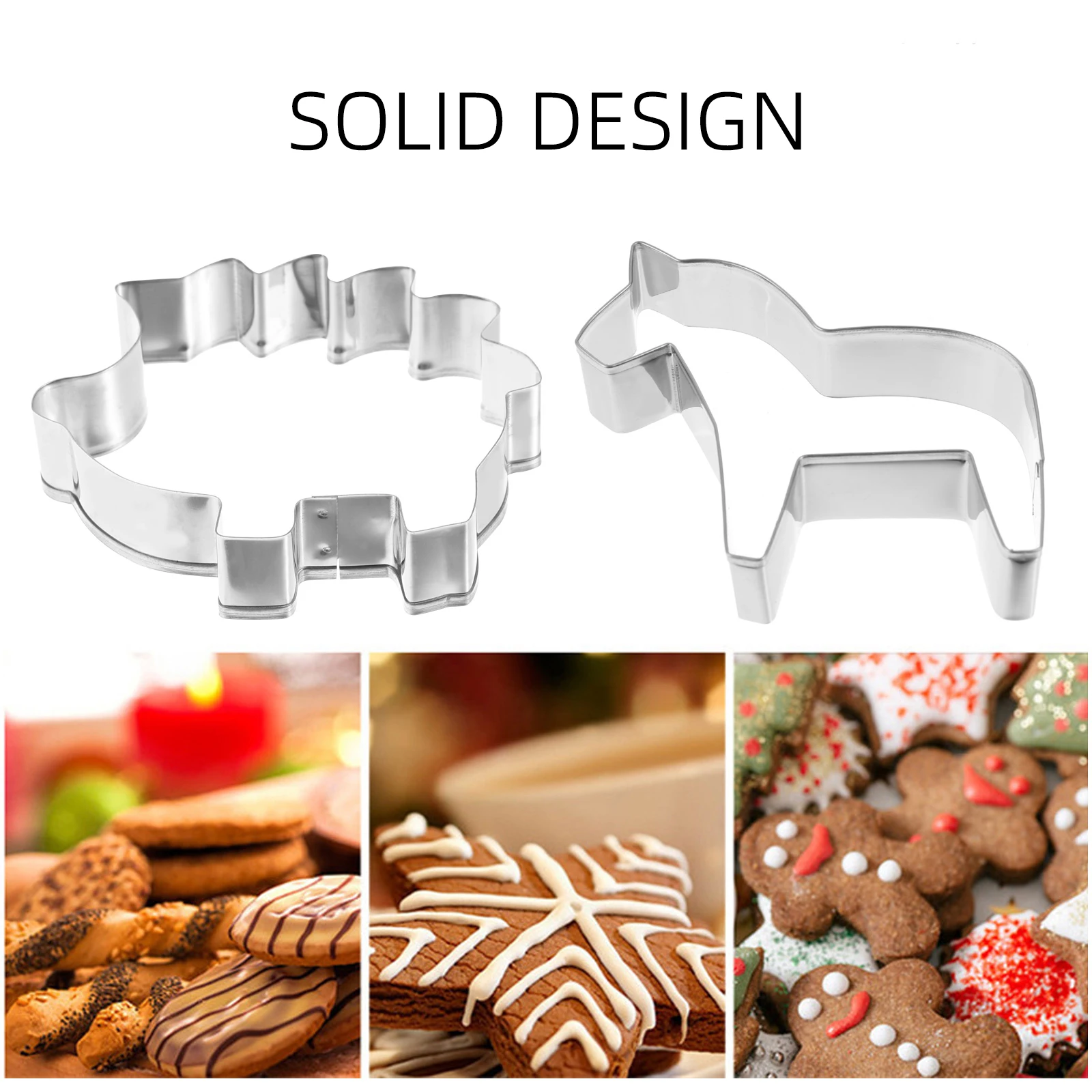 

9 Pcs Stainless Steel Cake Cookie Cutters Biscuit Molds Christmas Shapes Number Tools Animal Theme Baking Set Fruit Dies