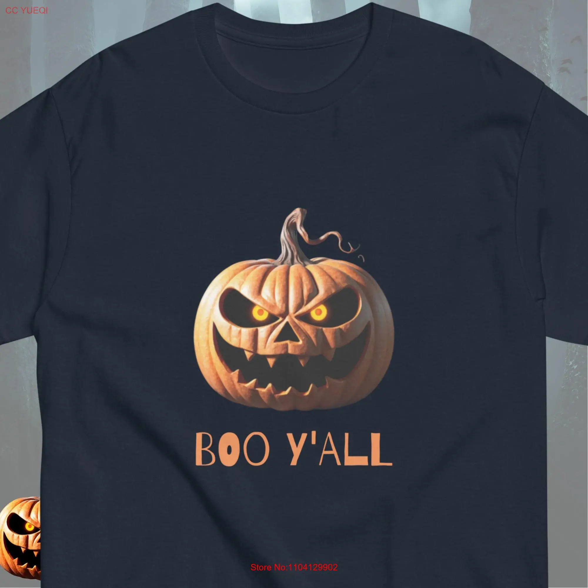 Boo Y'all Pumpkin T Shirt scary Halloween funny Trick or TreaT fright night costume Carved graphic unisex tee