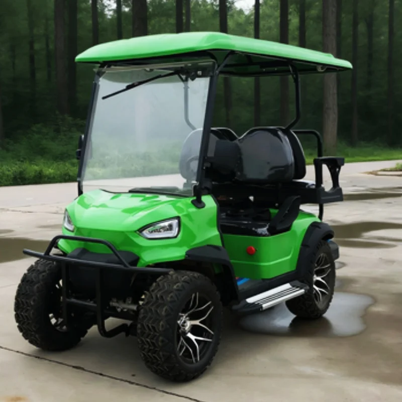 2026 High Quality Long Endurance Lithium Hot Selling Cheap Electric Golf Cart Off-Road Tires Roof LED Light Strips Rain Cover
