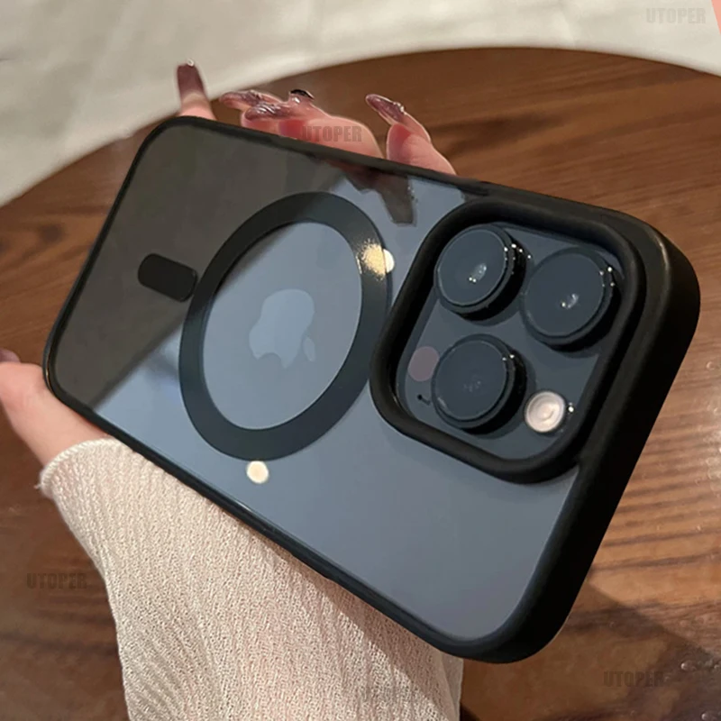 

Роскошный жесткий акриловый противоударный защитный чехол для iPhone 16, 14, 13, 11, 12 Pro Max Plus Magsafe, прозрачный противоскользящий чехол