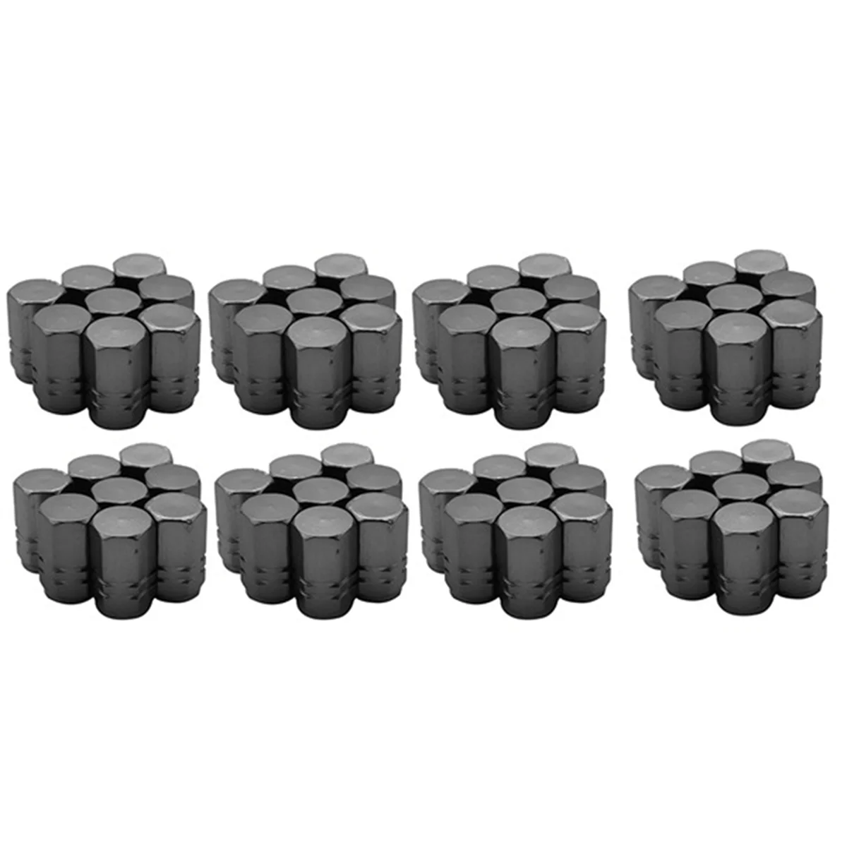 64pcs Tire Stem Valve Caps Wheel Valve Covers Car Dustproof Tire Cap, Hexagon Shape Titanium