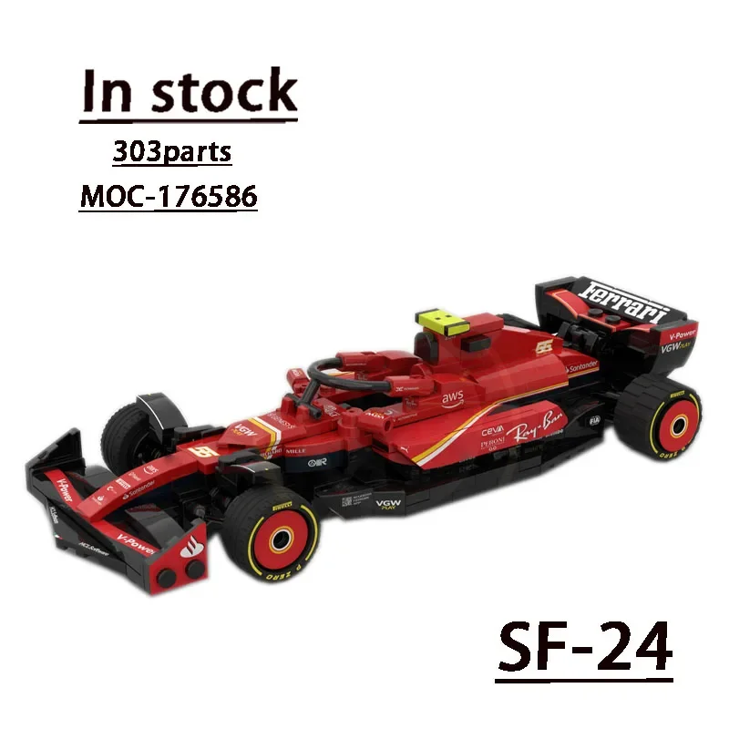 MOC-176586SF-24 Red New Formula Car Assembly Stitching Building Block Model • 303 Parts MOC Creative Kids Birthday Toy Gift