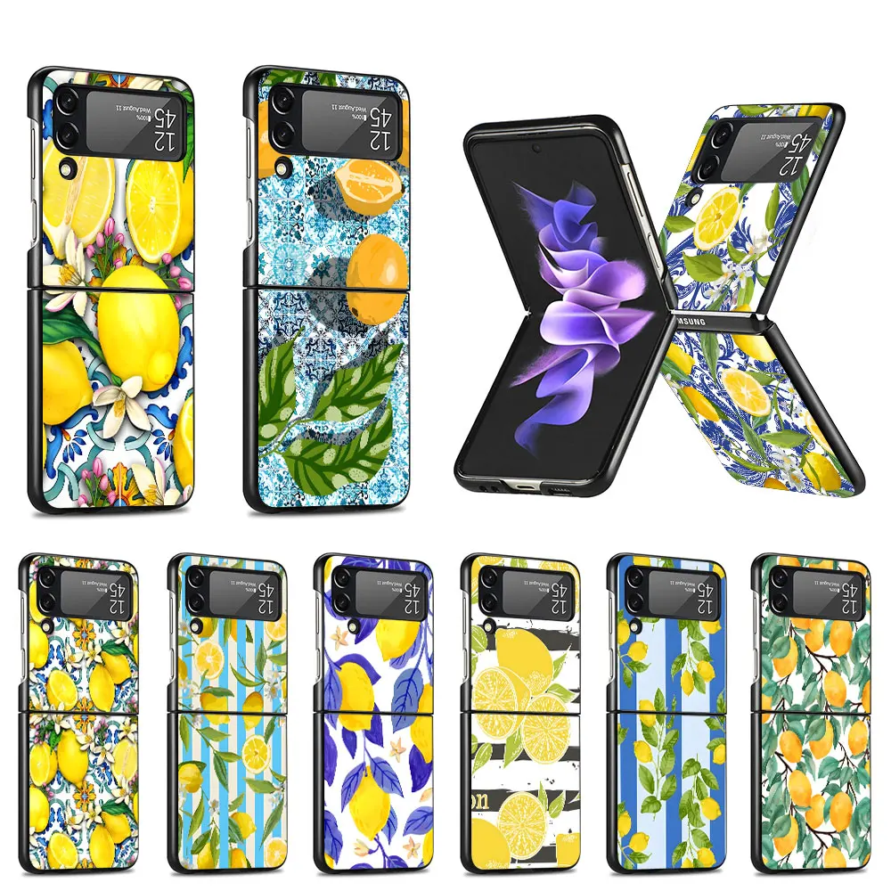 Citrus limon Linnaeus Case for Samsung Galaxy Z Flip 4 3 5G Black Cell Phone Cover Flip4 Flip3 Hard PC Fudna Capa Zflip4 Zflip3