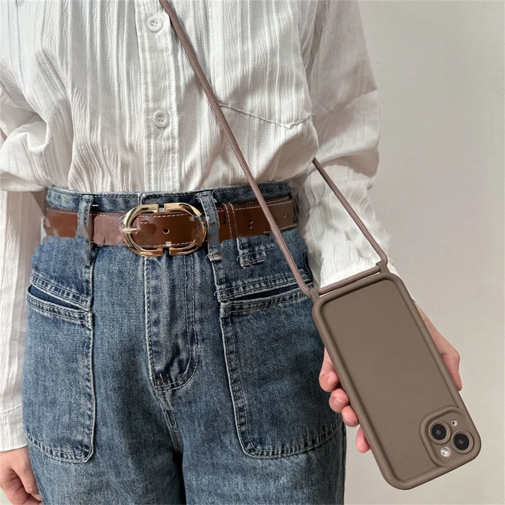 

Мягкий чехол для телефона с регулируемым ремешком и ожерельем через плечо для iPhone 15, 14, 13, 12, 11 Pro X XR XS Max 7, 8 Plus, защитный чехол