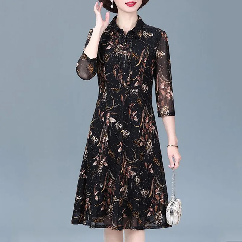 กระโปรงผู้หญิงวัยสูงอายุและปานกลาง2023ใหม่ฤดูใบไม้ผลิฤดูร้อนสไตล์ทันสมัยและสูงส่ง