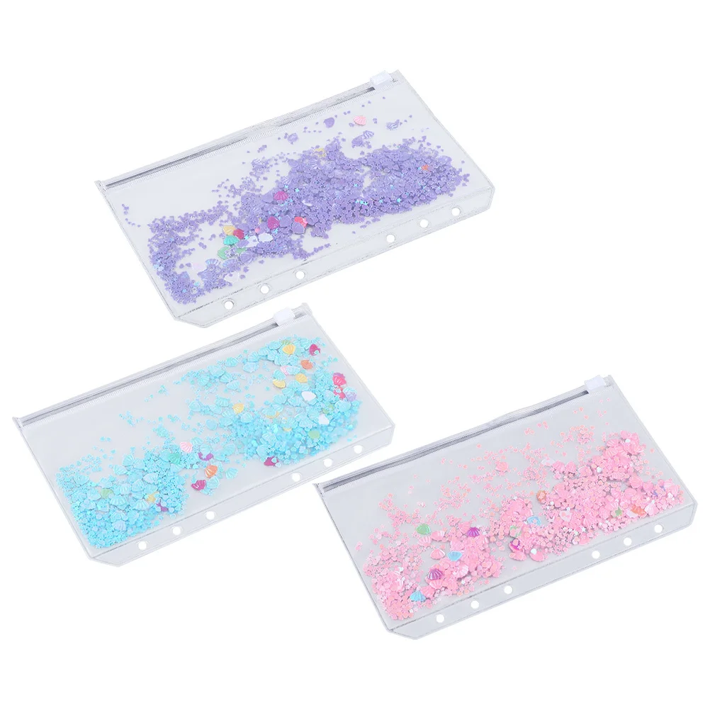 3 قطعة أكياس كيس بسحاب قوي بولي كلوريد الفينيل سميكة للغاية لتذاكر المستندات والعناصر المتنوعة جيوب الموثق حقيبة التخزين