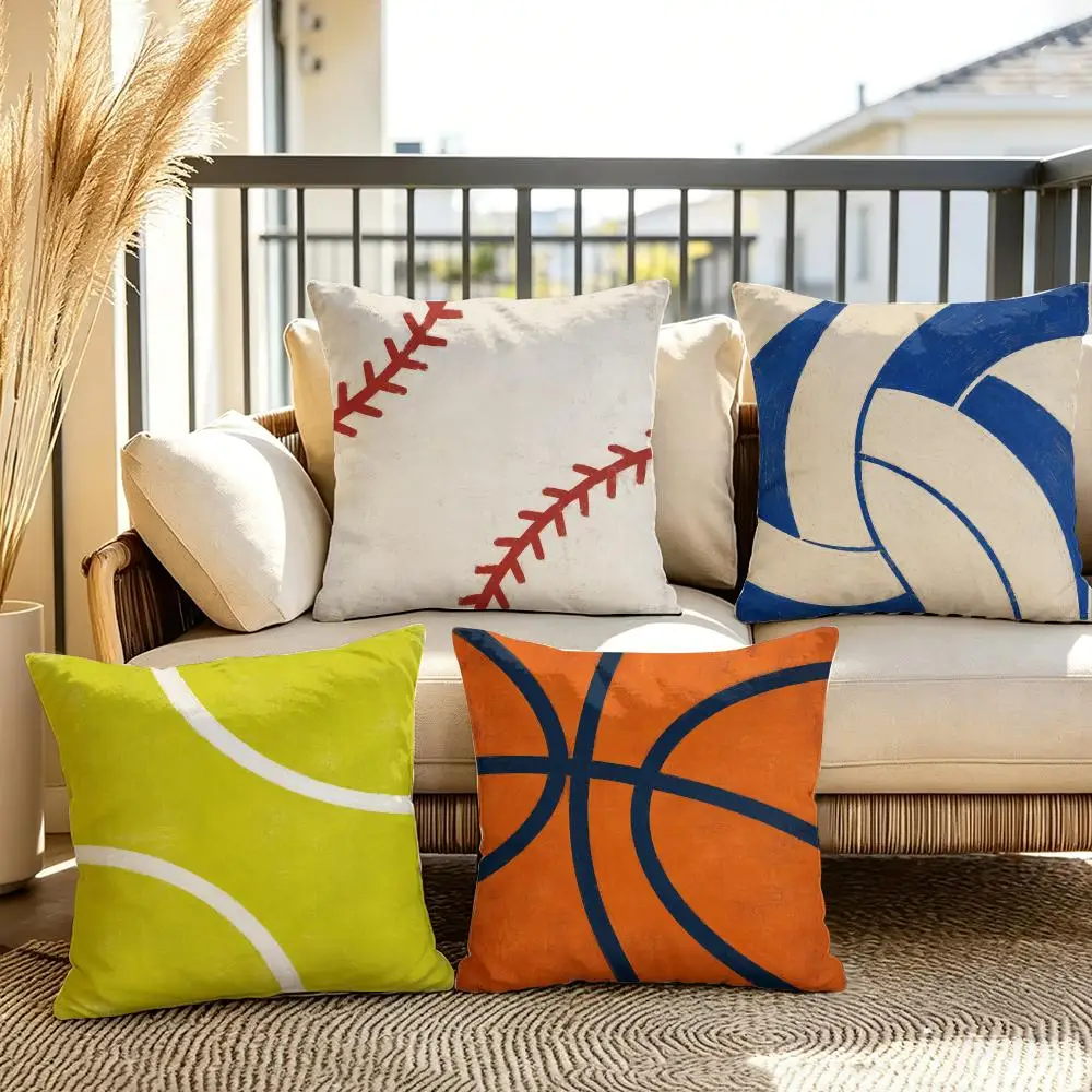 Football Basketball Baseball Cushion Cover Soft Short Plush Throw Pillow Cover Cushion Case for Sofa Bedroom Home Decor Gift