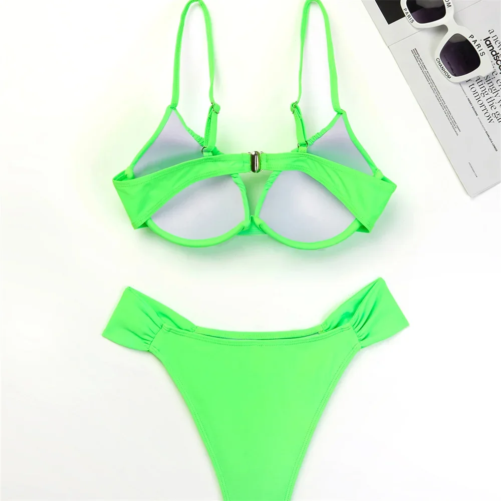 Sexy Sling Bikini Push Up Bra Pleated Swimsuit Y2K Summer Set Swimwear Women Beach Outfits Bathing Suit Tanga Biquinis Femininos