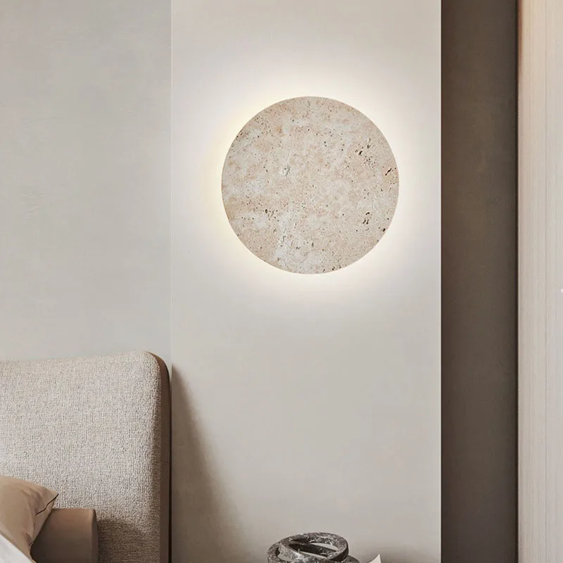 Natural Stone Wall Lamp Round Bedside Dining Room Atmosphere Art Decor Sconce Light 3000K Dropshipping 23/30cm Free Combination