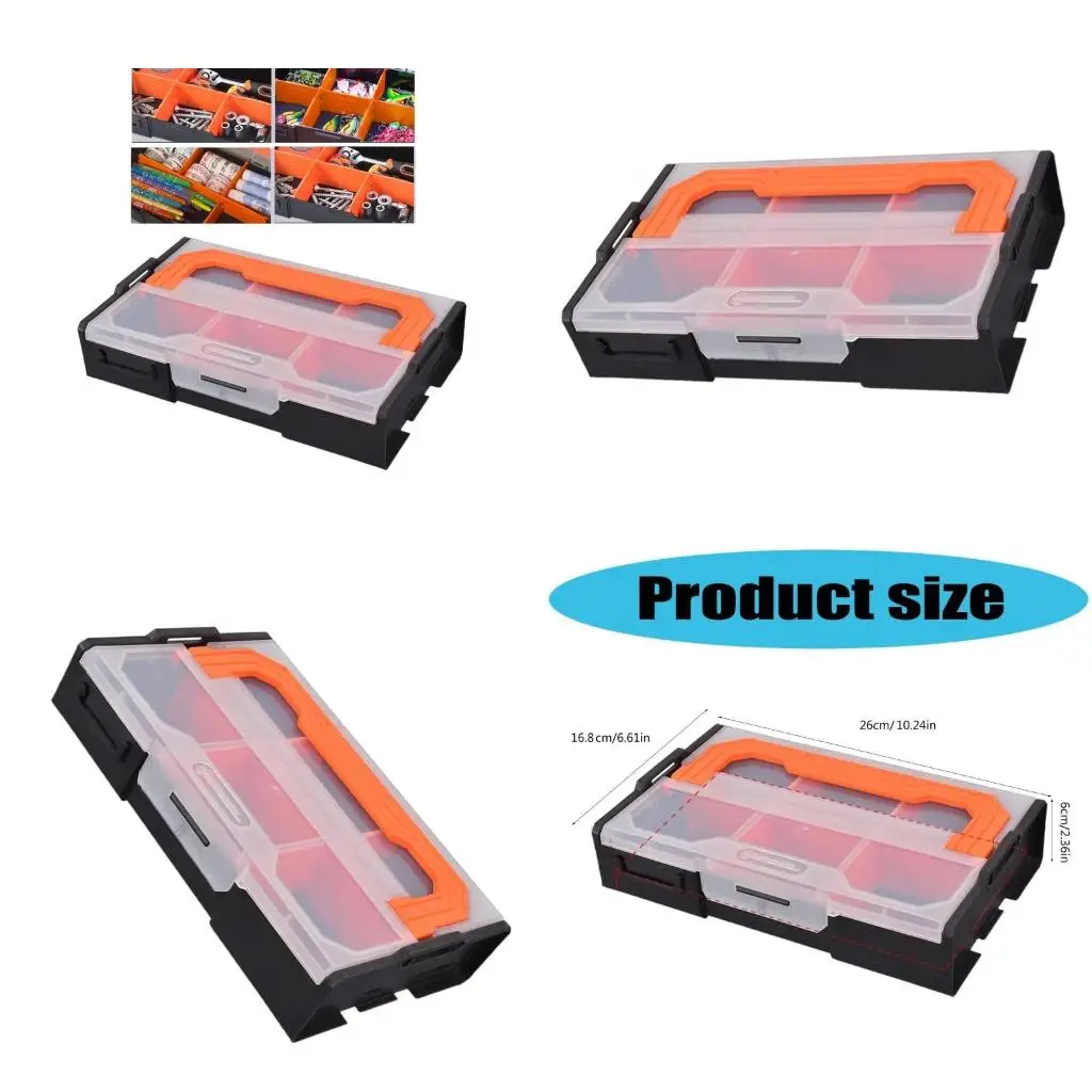 Stackable PP Tool Box Case Transparent Lid Nonslip Base Screw Storage