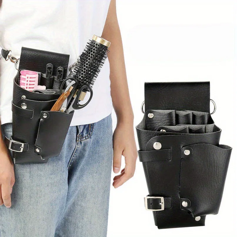 Salon Stylist Hairdressing Tool Belt Bag, Professional Hairdressing Tool Bag, Barber Scissors Comb Holster Belt PU Leather Bag