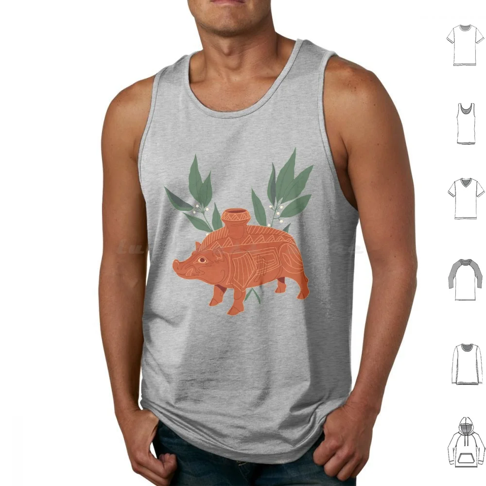 Etruscan Boar Vessel-Floral Artefacts Tank Tops Vest Sleeveless Archaeology History Etruscan Etruria Ancient History Meme Pig