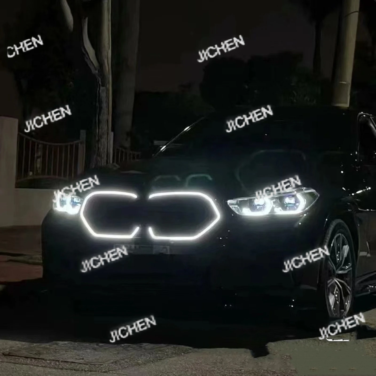 

JC for BMW X6 G06 2019-2023 Front Kidney Grille Racing Grill Single Slat Style Car Upper Bumper Hood Mesh Grid with LED Light La