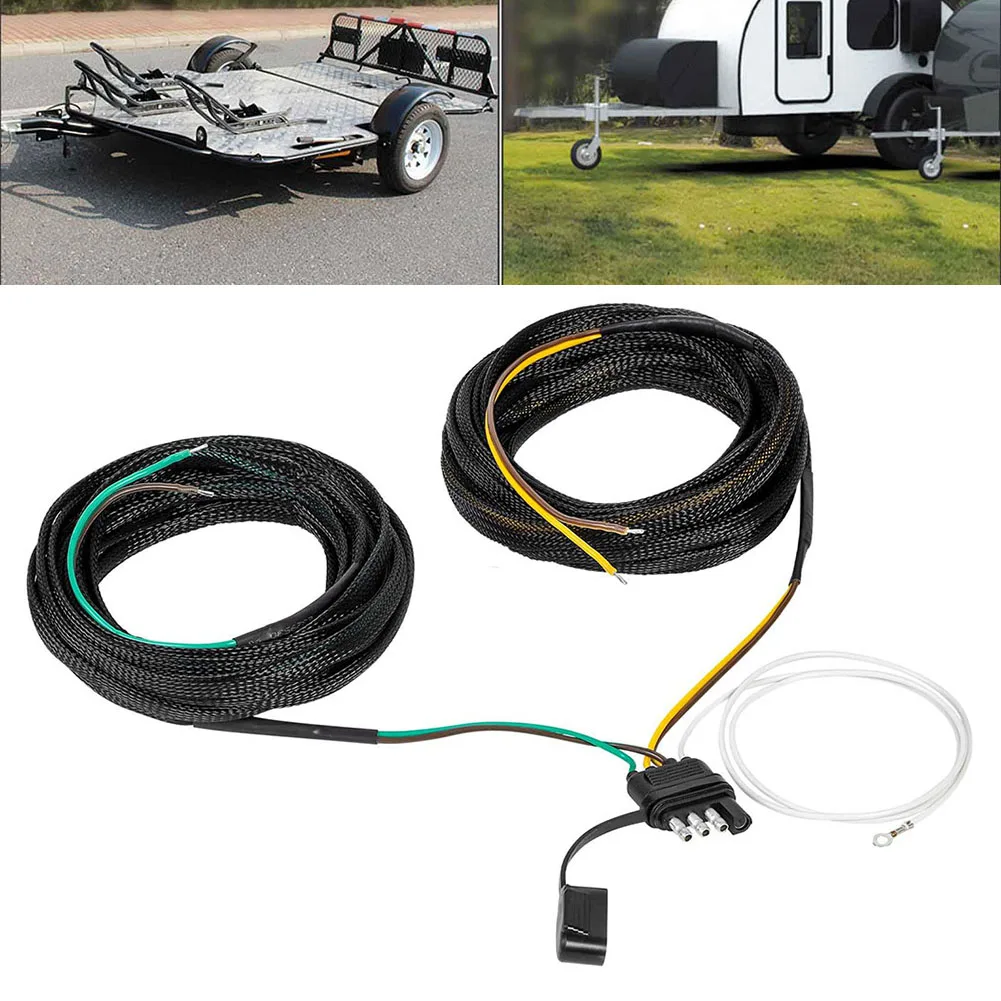 4 Pin Trailer Wiring Harness 22 9FT Length for Boat and ATV Trailers with Efficient Split Design for Reliable Connection