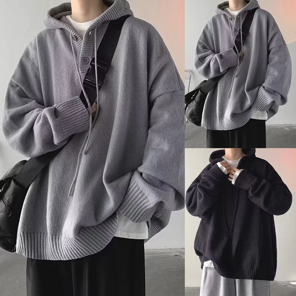 Herren Kapuzenpullover Vintage Idle Style Vielseitiges Strickoberteil Trendiger Markenpullover