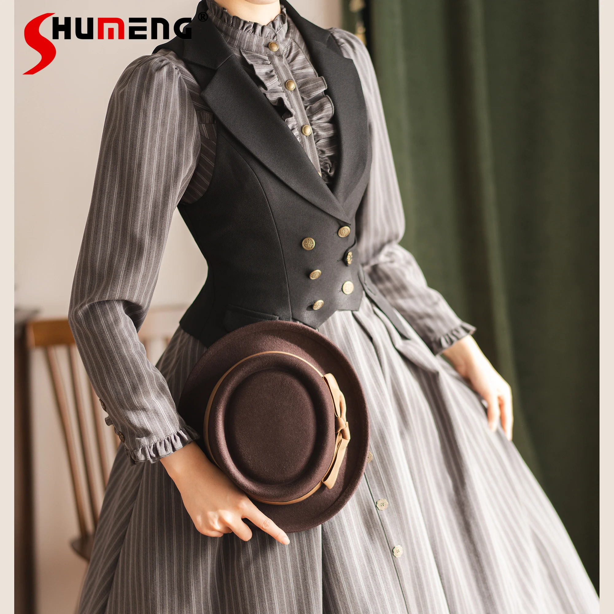 

Original Retro Elegant Blazer Vest Spring and Autumn Women's British Lolita Long Sleeve Dress Tea Party Dress OP Vestidos 2025