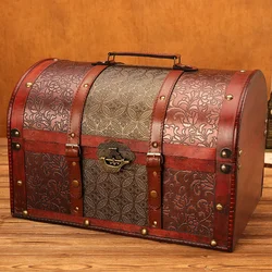 Storage Box Solid Wood Vintage withLock Password Dark Desktop Decoration Organizing Large Capacity Treasure Chest Portable Flip