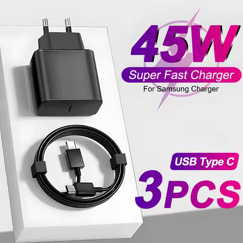 1-3PCS PD 45W USB C Charger Super Fast Charging For Samsung Galaxy S25 S24 S23 S22 Ultra A54 A15 A55 Phone Charger Type C Cable