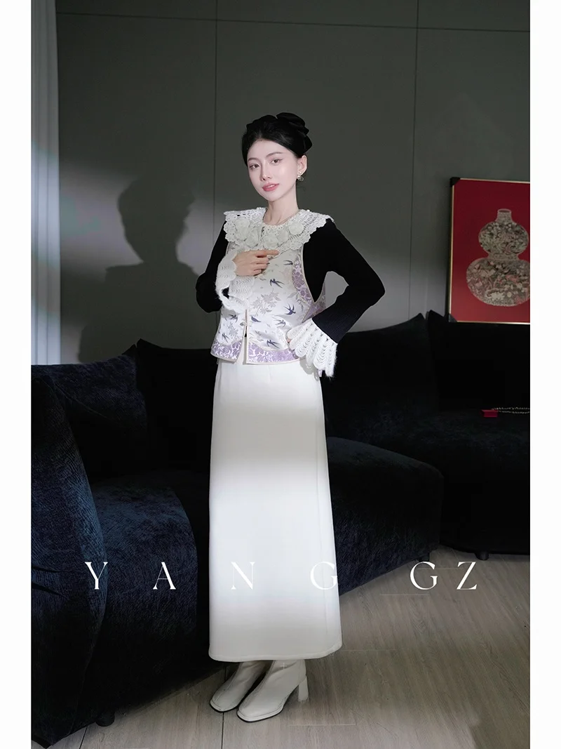 

Velvet Knitted High Waist f Skirt Women's Simple Sle Drapey Slimming Skirt Casual High Waist Polyester Viscose Acetate S...