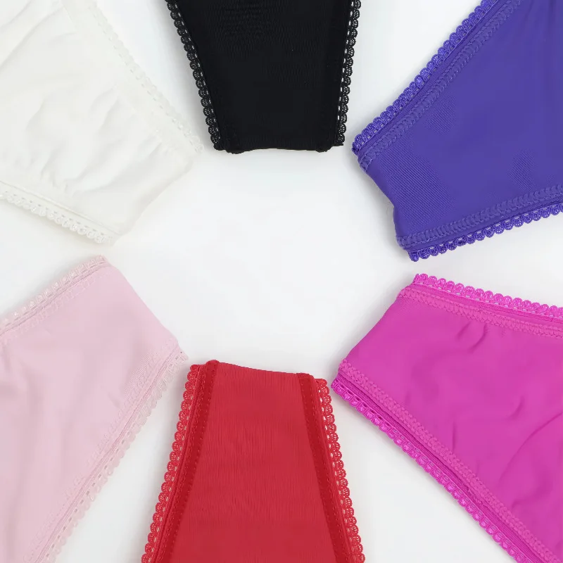 Ropa Interior de Yoga Transpirable de Cintura Baja para Mujer, Tanga de Nailon sin Costuras con Borde de Encaje, Diseño Elega...