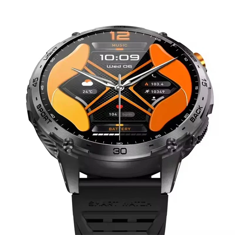 Gaines K69 Smart Watch 1.75inch Amoled Screen LED Flashlight Men Bluetooth Call Sports Fitness Tracker Health Monitor Smartwatch