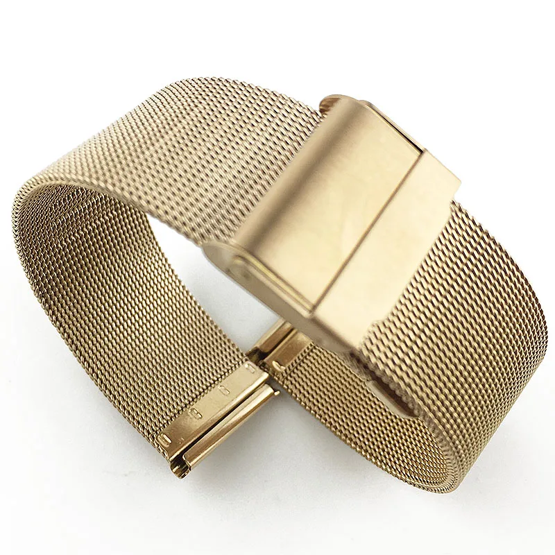 حزام ساعة للرجال والنساء 10 مللي متر-22 مللي متر متوافق مع سوار ساعة DW من الفولاذ المعدني رفيع للغاية من الفولاذ المنسوج سوار معصم ميلان شبكي