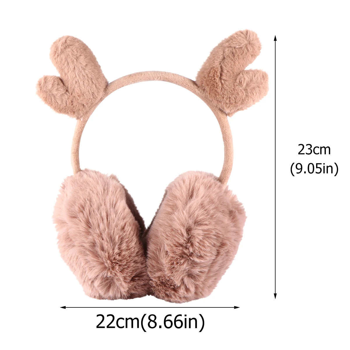 

Lovely Cartoon Reindeer Antlers Ear Warmer Warm Earmuffs For Women Kids Winter Ear Covers Cold Weather Christmas Gift (Coffee)