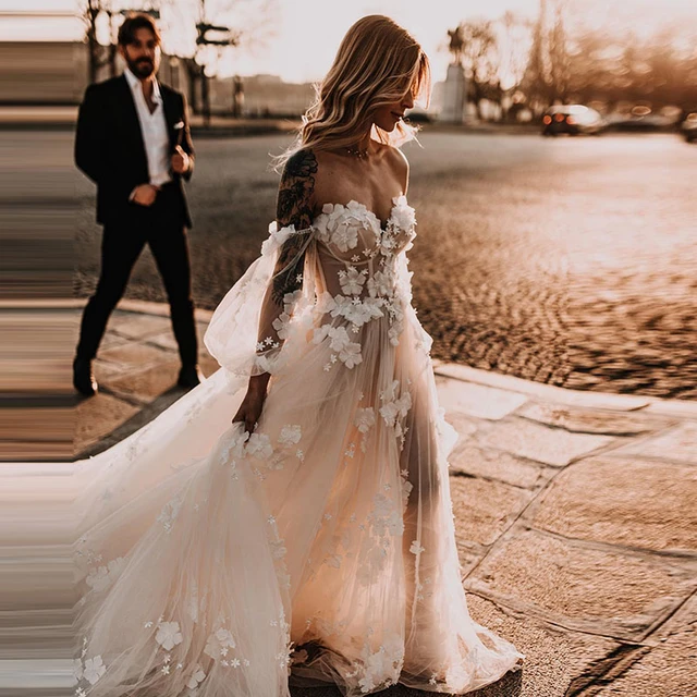 Long sleeve tulle gown best sale