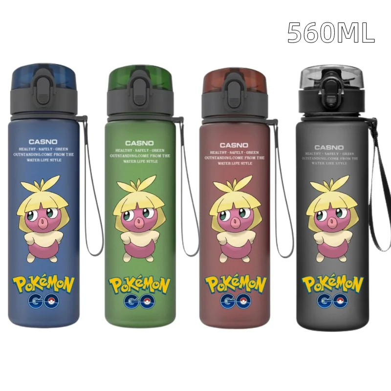 560ML Pokemon Red Green Blue Black Plastic PcLeak Proof Resistant Outdoor Portable Travel Sports Water Cup Eevee Full Range