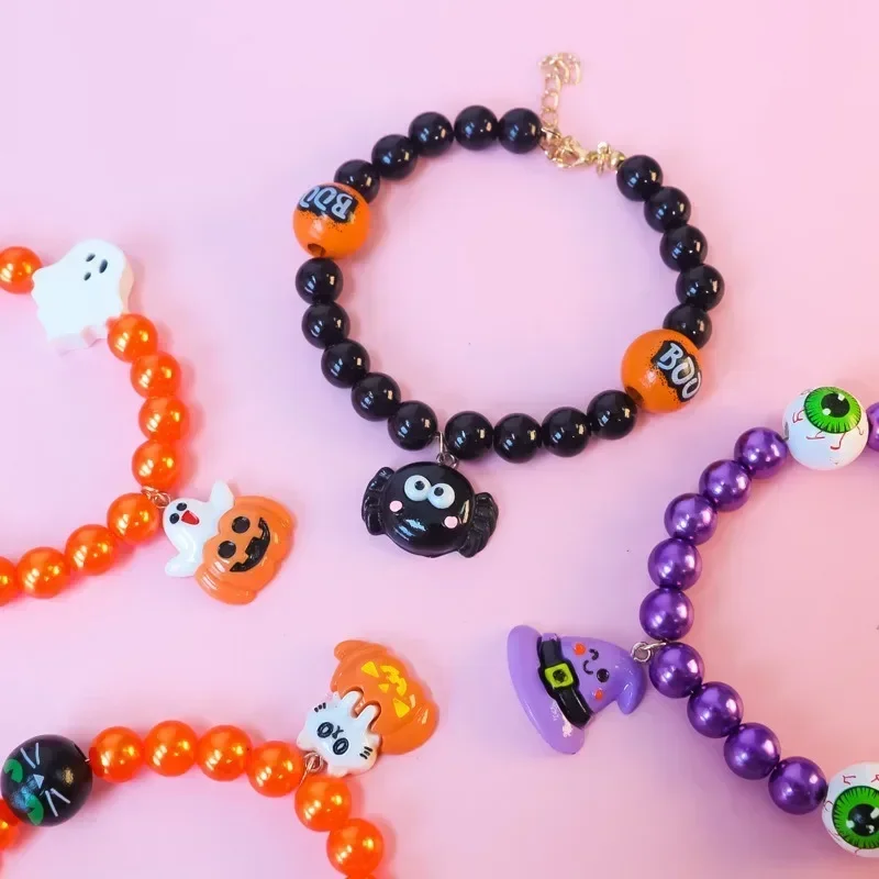 

1PCS Cute Cartoon Cat Collar Halloween Party Cat Accessories Pearl Funny Pumpkin/Ghost Pendant Dog Pet Collar Bells Adjustable