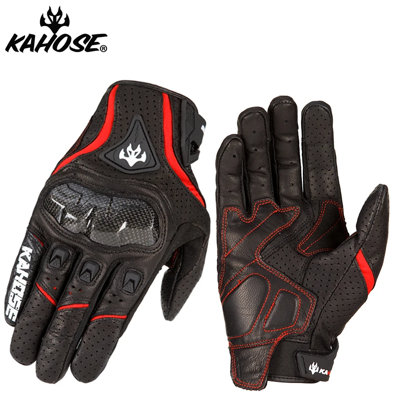 

KAHUOSE Motorcycle Racing Gloves Men Leather Gloves Summer Breathable Motorbike Guantes Moto Motocross Cycling Gloves Moto Luvas