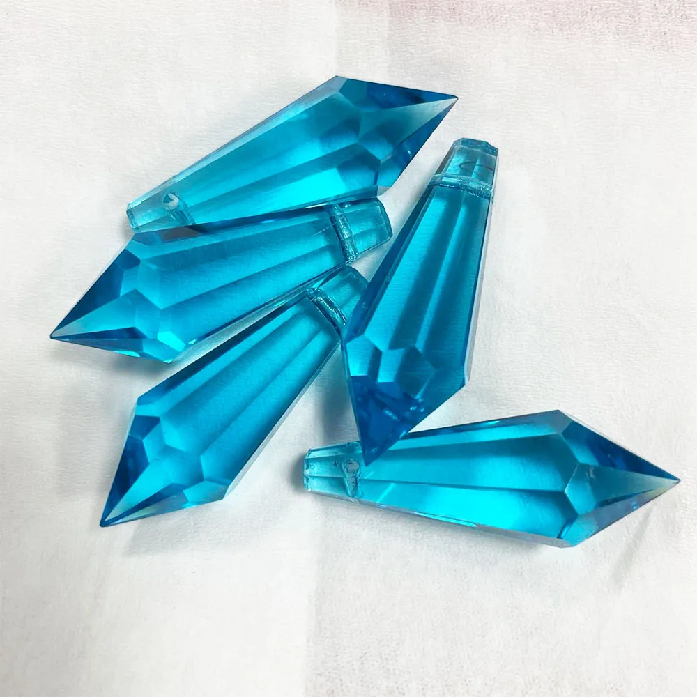 8PCS 38mm Crystal Glass Prisms Pointed Teardrop Bicone Icicle U Drop Beads for DIY Jewelry Making Sun Catcher Chandelier Home Ga