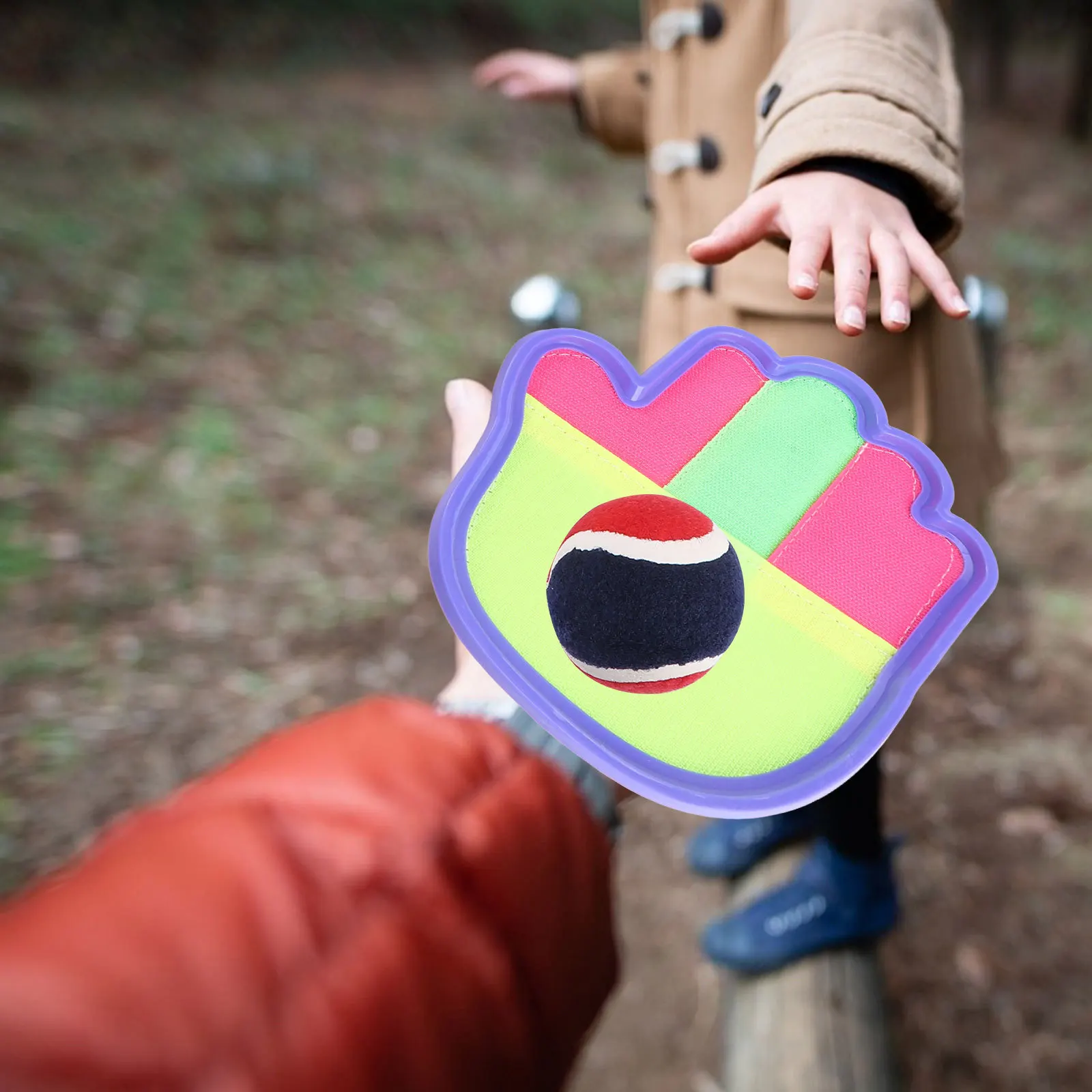 1Set Ball Catch Game Paddle with Band Handle Two Player Tennis Toss Carry Tennis Toy Ball