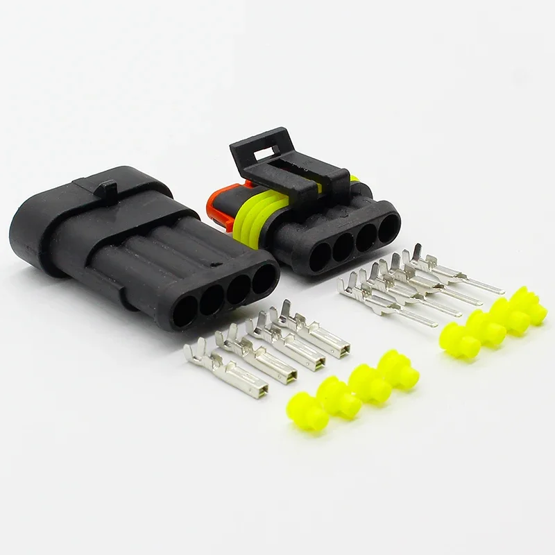 Wholesale 5 Sets NEW Car Auto 4 Pin Way Sealed Waterproof Electrical Wire Connector Plug Set