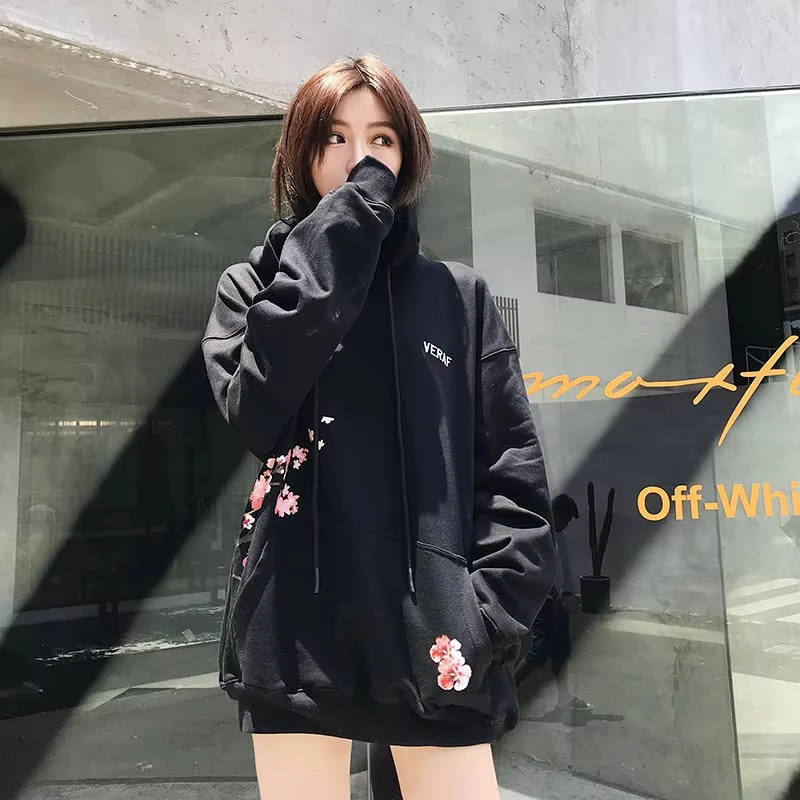Plus Size Streetwear Y2K Harajuku Cute Cherry Blossom Graphic Print Oversized Hoodie Gothic Casual Pullover Sweatshirt Men Women image 3