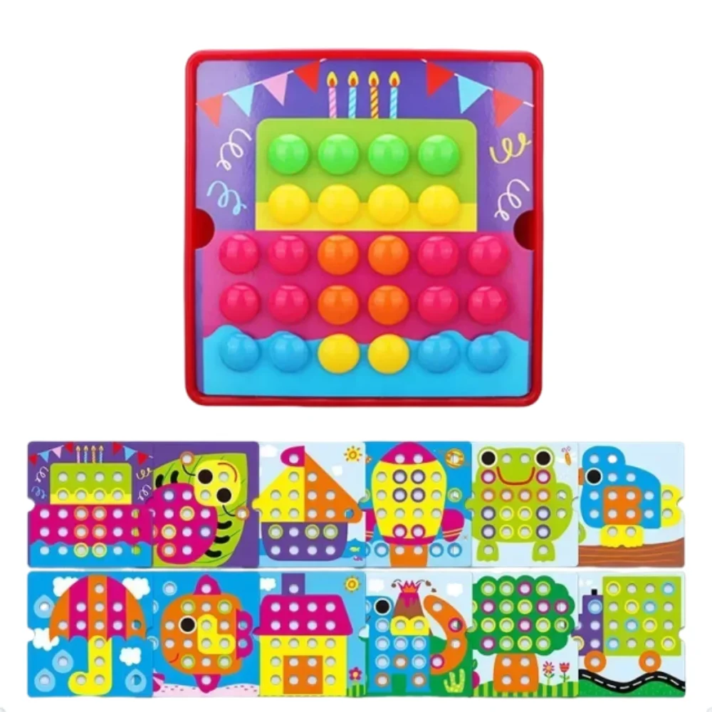 

Cartoon Animal Mushroom Nail Puzzle Toy Cute 3D Jigsaw Board Toy Funny Learning Cognition Montessori Sensory Toy