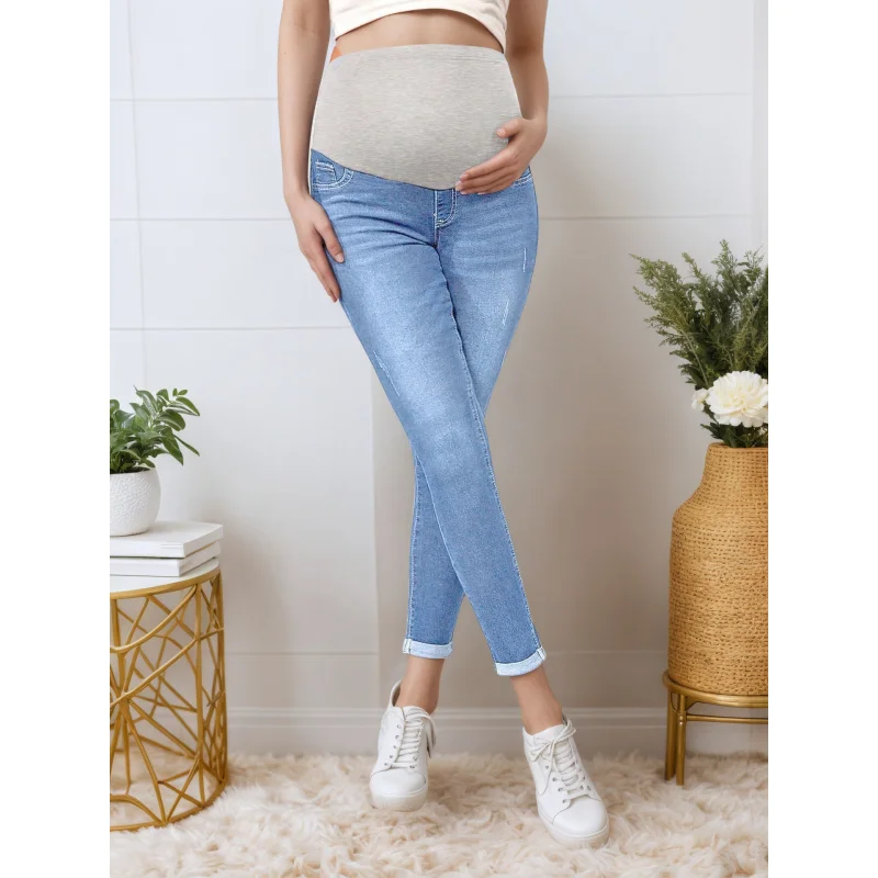 

Maternity Skinny Jeans for Women – Over Bump Stretch Denim Pregnancy Pants, Slim Fit Ankle Length Casual Jeans